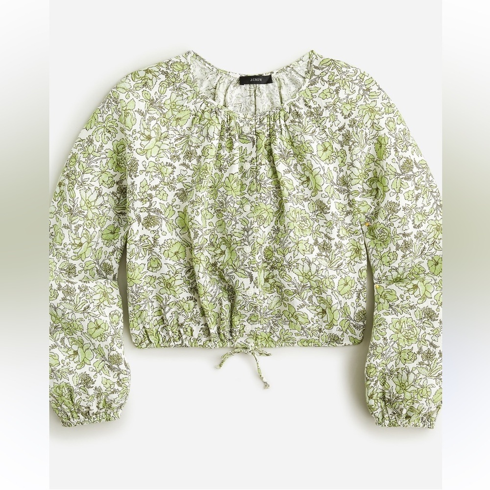 J. Crew Green Floral Blouse